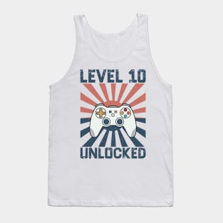 Level 10 Unlocked Video Gamer 10th Birthday Gift for Boys Tank Top